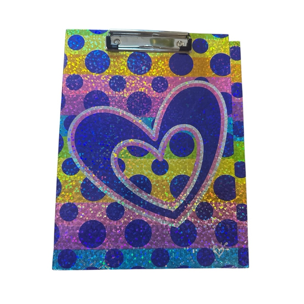 Justice Colorful Heart Polka Dot Clipboard Notepad Good Used Condition